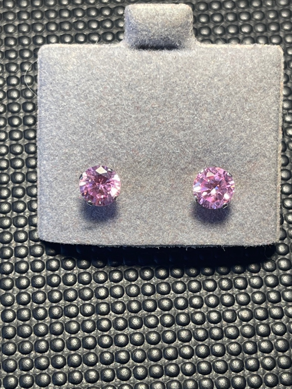 Pink CZ 925 silver stud earrings